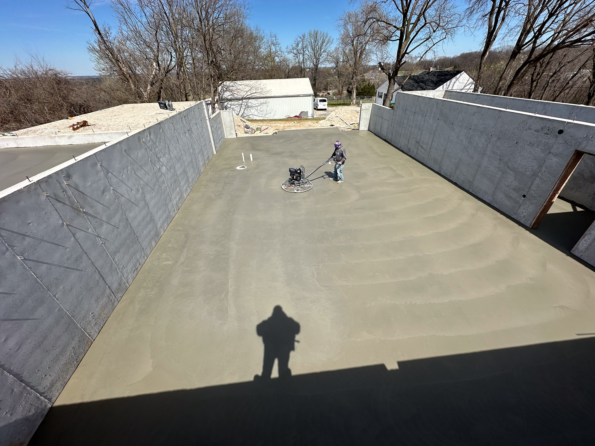 Fresh concrete foundation floor